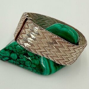 Milor 925 Italy Wide Woven Chevron Sterling Silver Bracelet 7” 64 grams